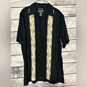 Saddlebred Washable Linen Button Down Shirt Men’s Medium Black Resort Camp Shirt